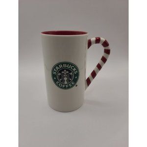 Starbucks 2009 Holiday Coffee Mug Snowflakes And Stripes